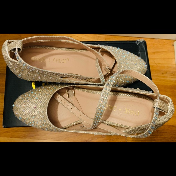 Chase + Chloe Beige/Gold Platform Heels - Picture 4 of 5